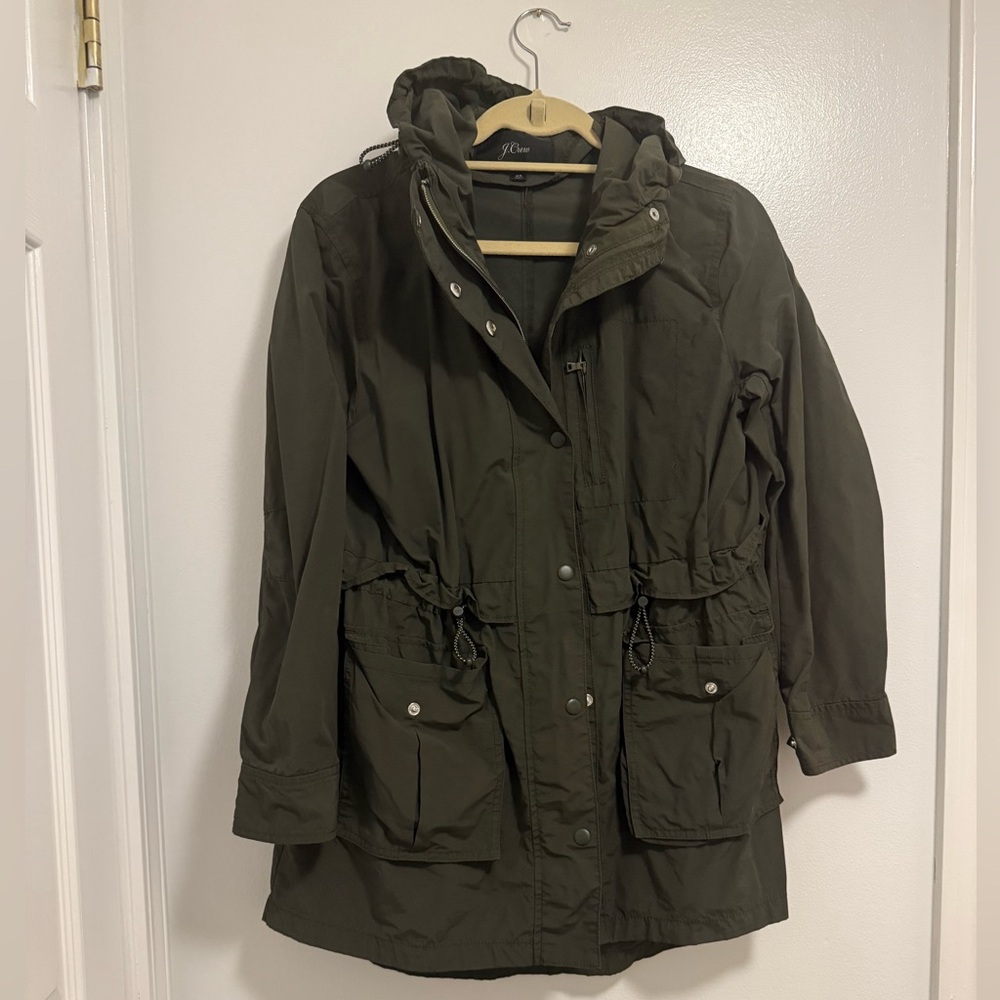 Jcrew Lightweight Olive Green Rain Jacket XS